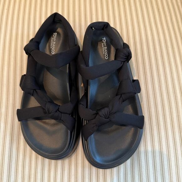 NWOB NEW Tony Bianco Black Knotted Jasper Scuba Sandals - Picture 4 of 8